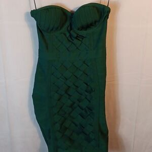 Akira Green Weeve Strapless Bodycon Mini Dress